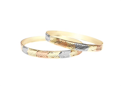 Tri Tone Plated | Diamond Cut Bangles